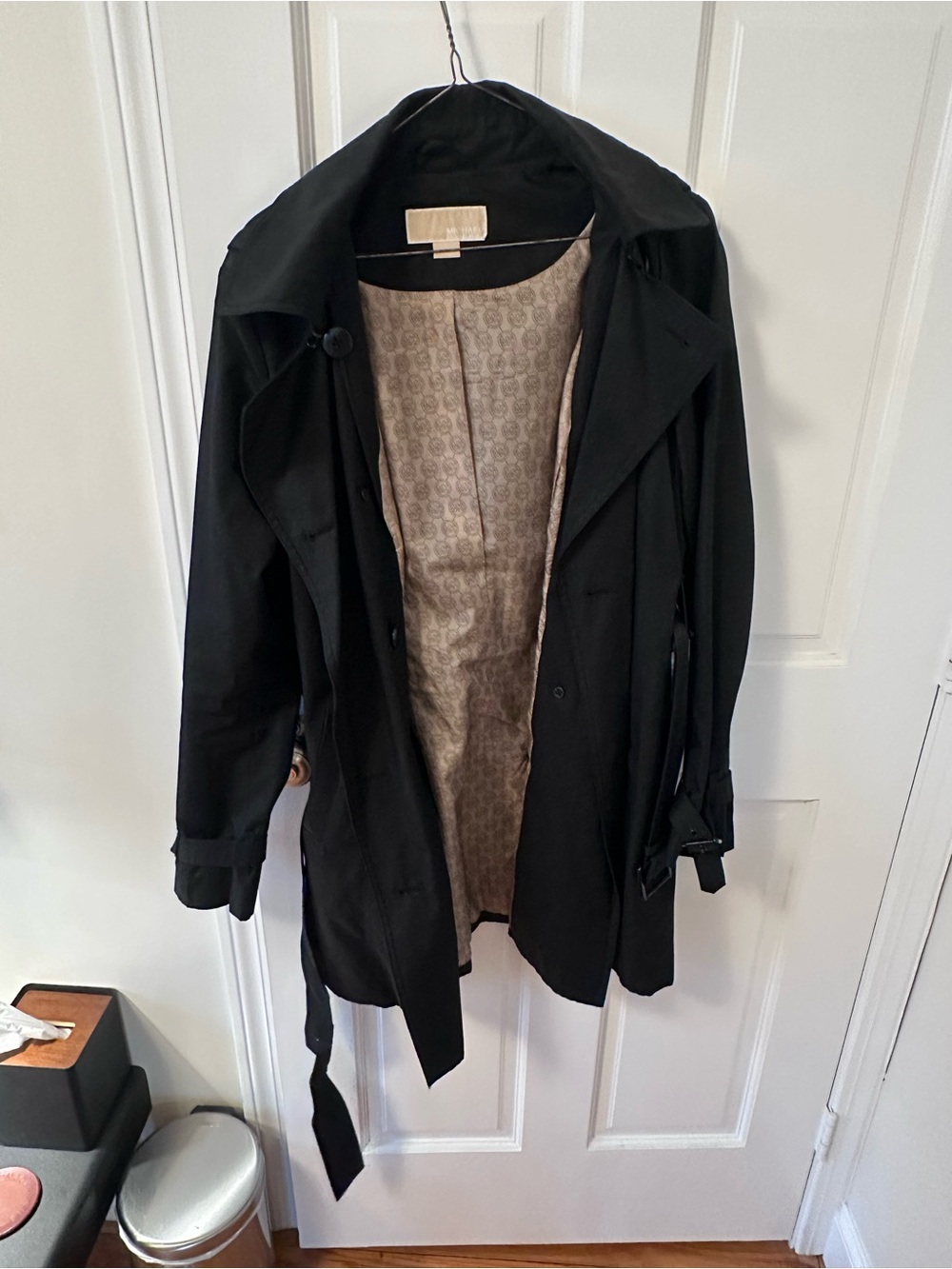 Women’s Black Trench Coat with Belted Waist
